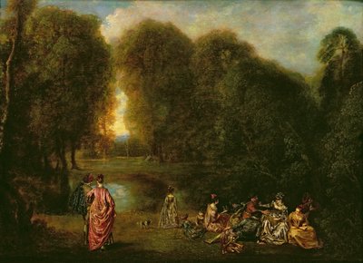 公園での会議 作： Jean Antoine Watteau